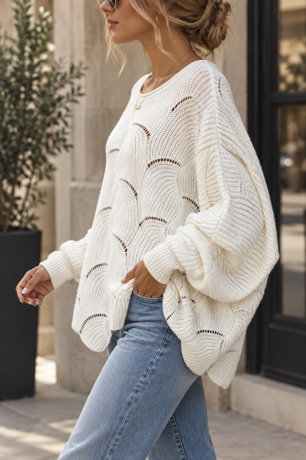 Zeyna - Pull en Maille à Manches Longues