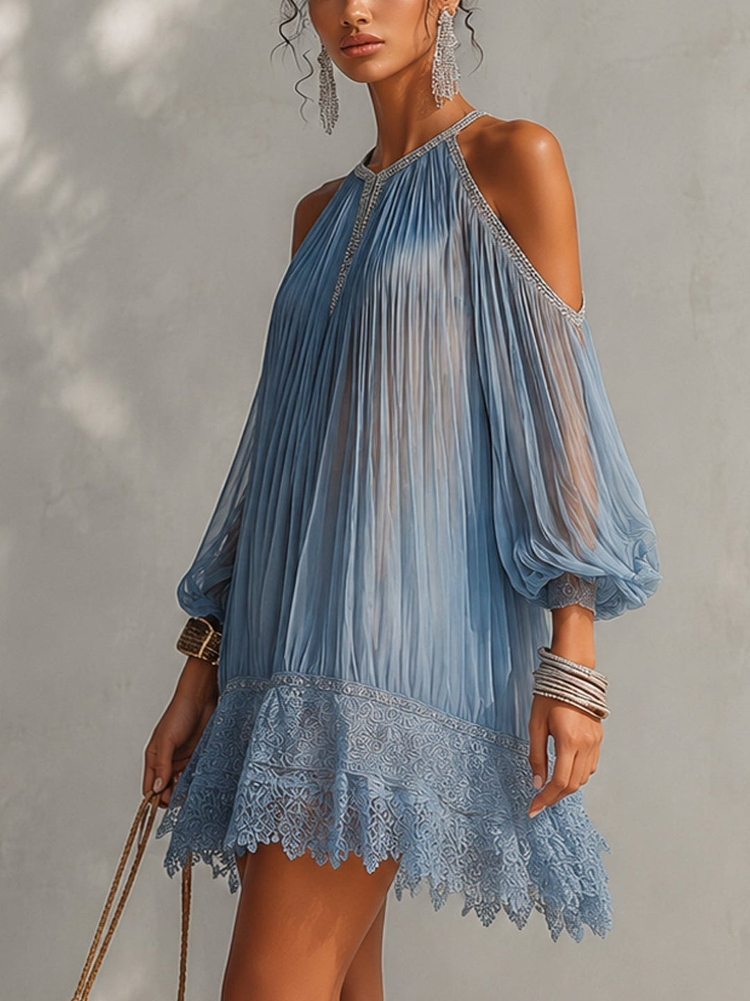 Viyana - Mini-Robe Plissée À Épaules Dénudées
