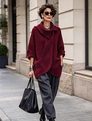 Lenneke - Veste Oversize à Col Asymétrique et Poches Asymétriques