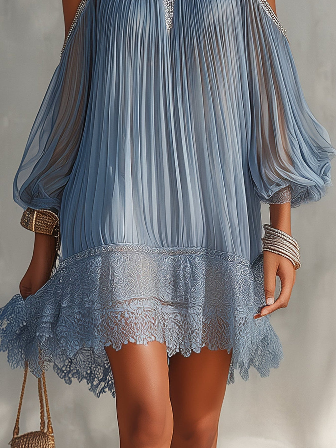 Viyana - Mini-Robe Plissée À Épaules Dénudées