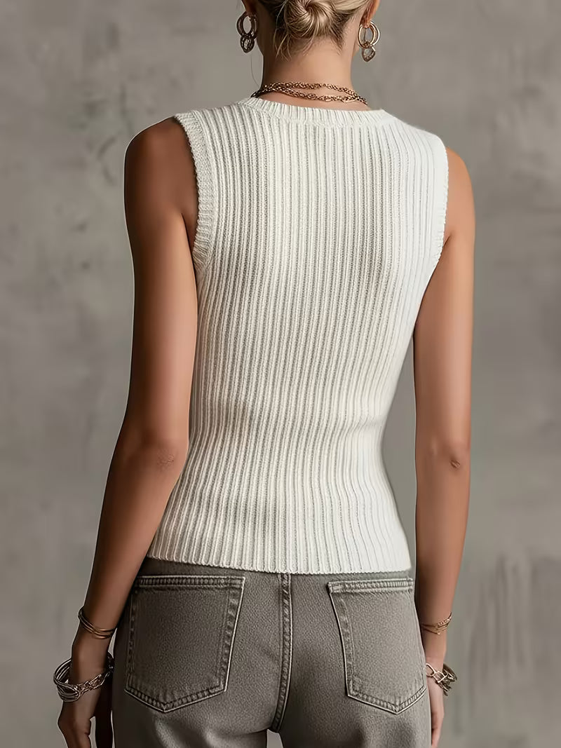 Sutchai - Gilet sans Manches à Motif Cœur jacquard Contrasté