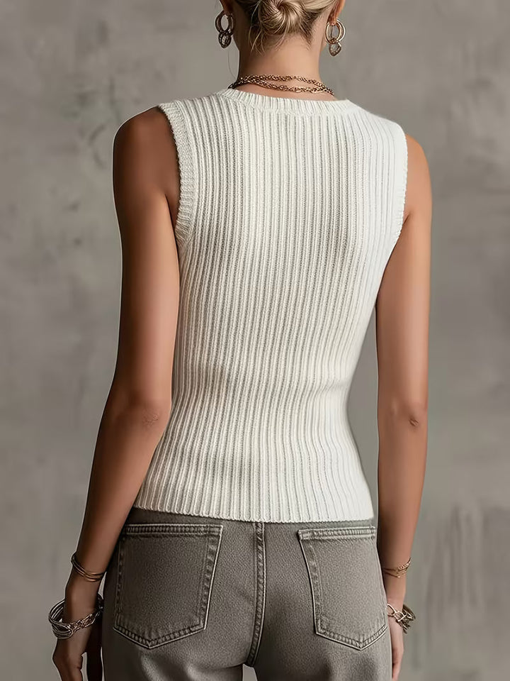 Sutchai - Gilet sans Manches à Motif Cœur jacquard Contrasté