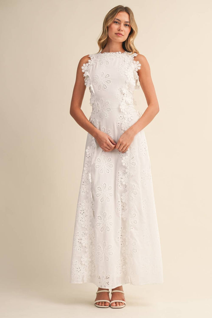 Azalia - Robe Longue sans Manches à motifs Floraux Brodés