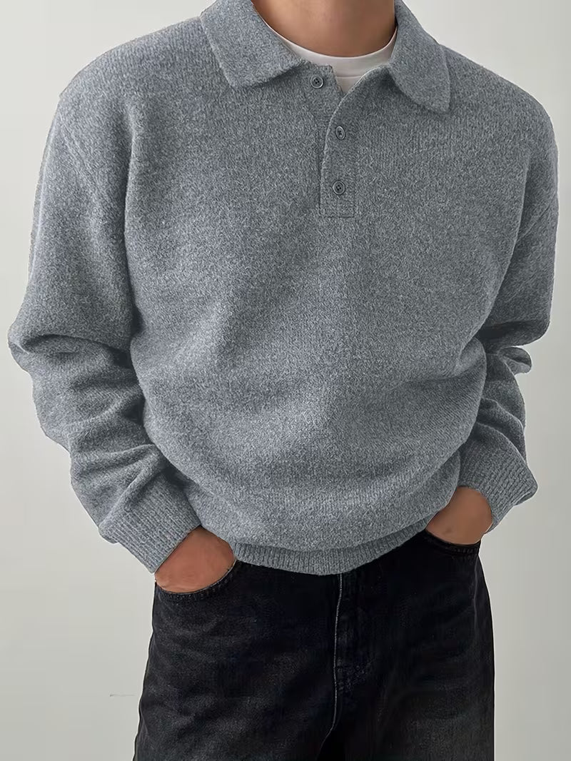 Yusif - Pull en Maille à Manches Longues et Boutons