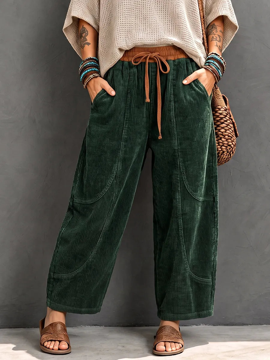 Karisma - Pantalon Décontracté en Velours Côtelé À Taille Élastiquée