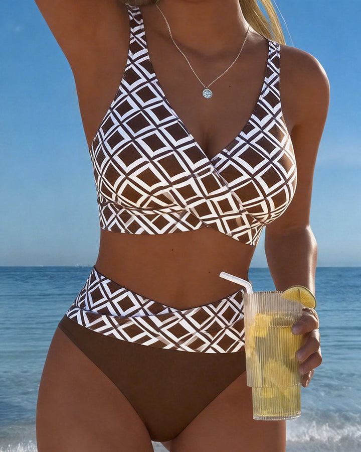 Chelvi - Élégant Bikini Deux Pièces À Motif Losanges