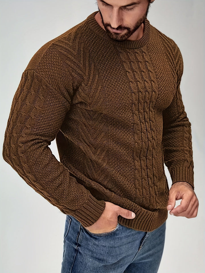 Eiduks - Pull Classique à col Rond et Motif Torsadé