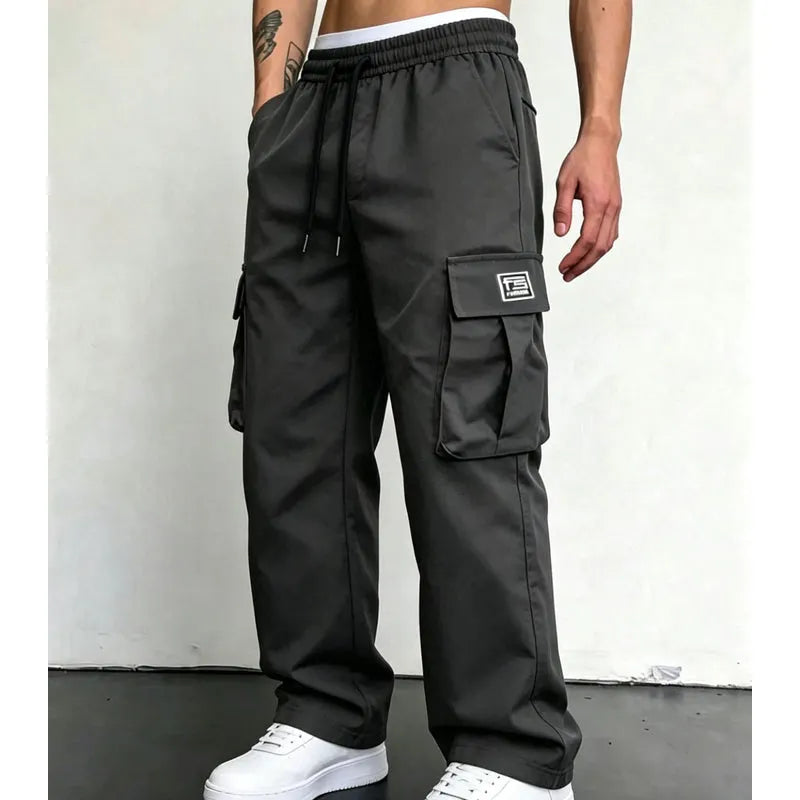 Nesham - Pantalon Cargo Avec Cordon de Serrage à la Taille et Poches