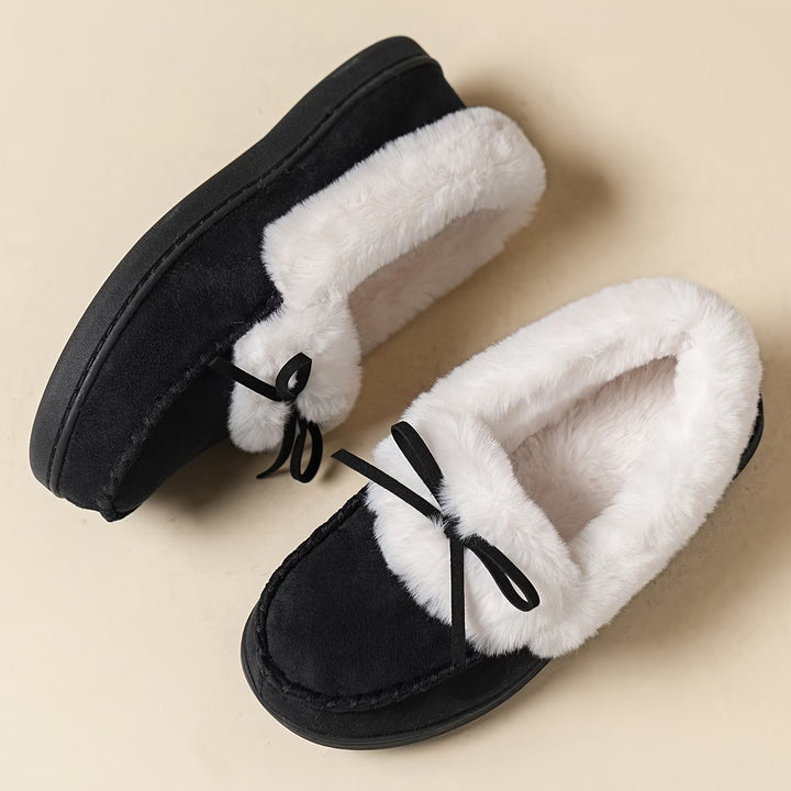 Suzia - Pantoufles Douillettes en Peluche Avec Nœud