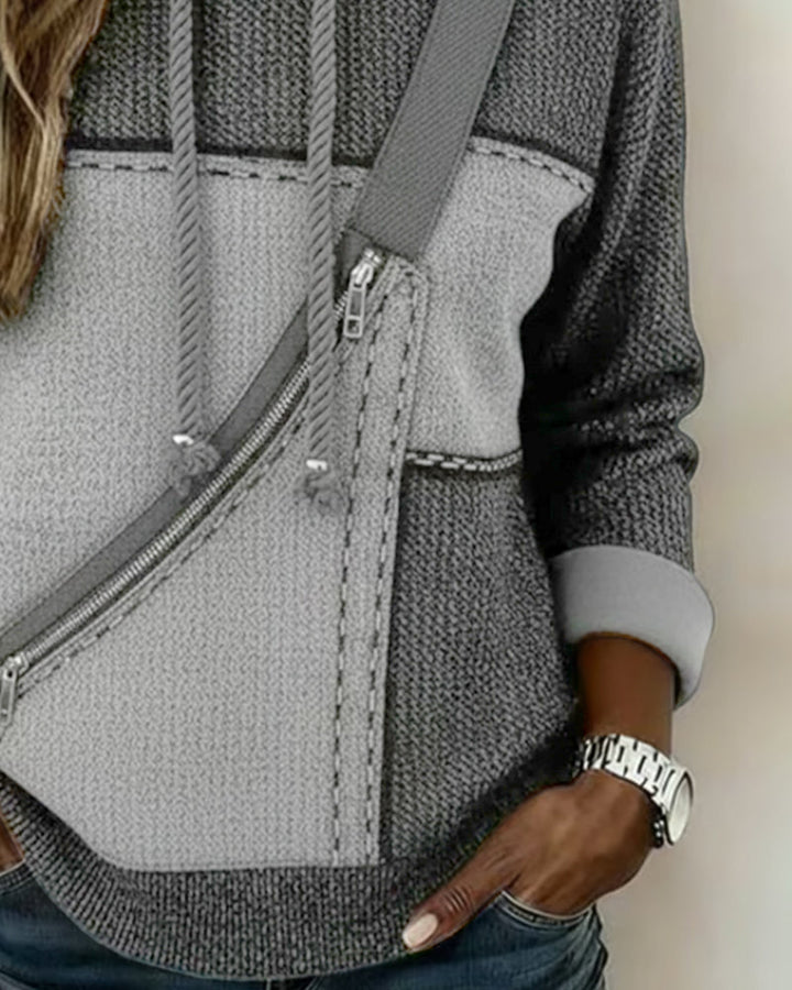Soniya - Sweat à Capuche Color Block Avec Motif en Diagonale