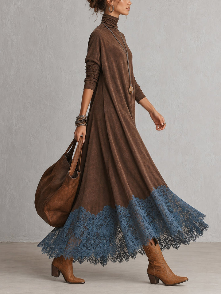 Albria - Robe Longue à Manches Longues Style Vintage
