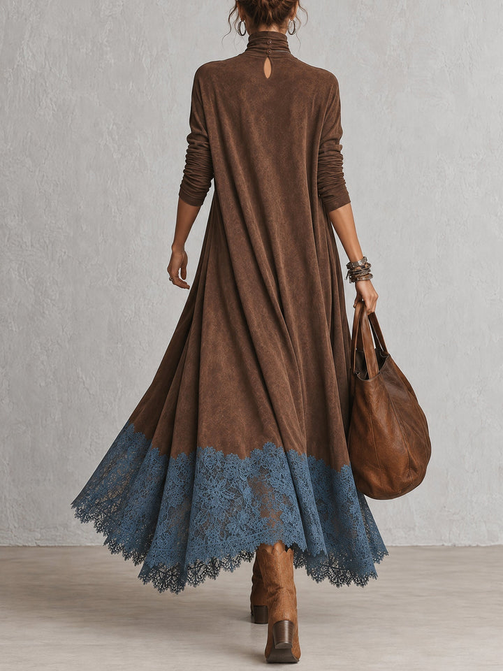 Albria - Robe Longue à Manches Longues Style Vintage