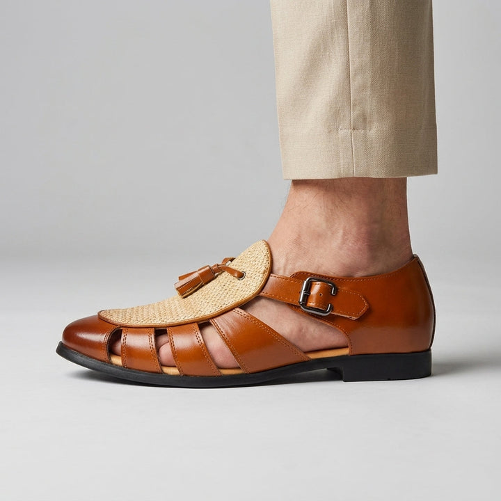 Andarson - Sandales en Cuir à Pompons et Bout Fermé