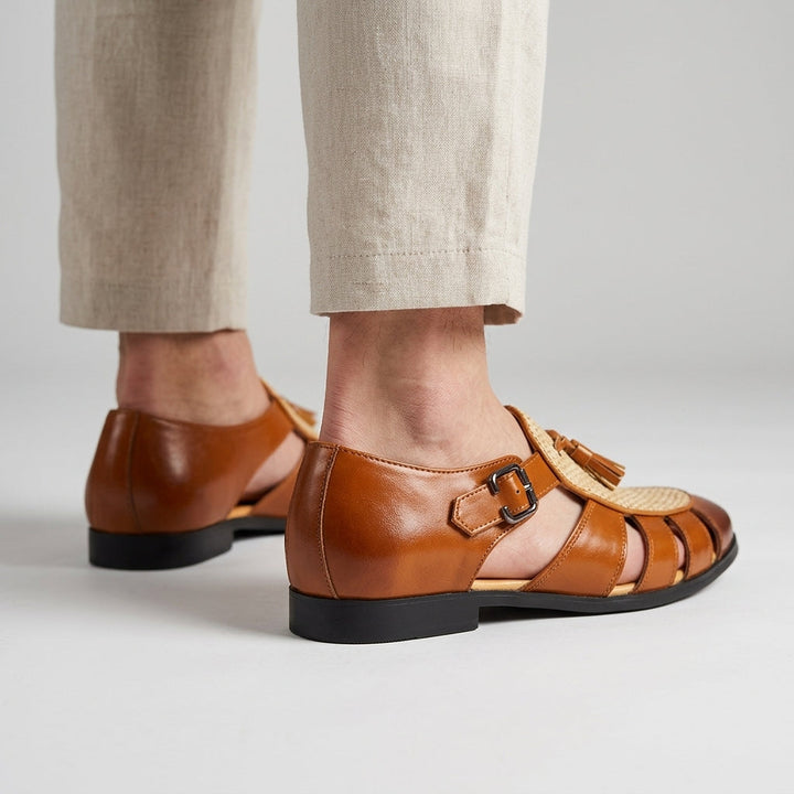 Andarson - Sandales en Cuir à Pompons et Bout Fermé
