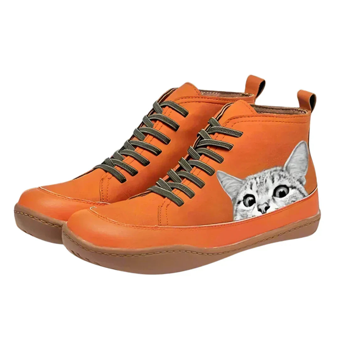 Fenna - Bottines en Cuir Pour Les Amoureux Des Chats