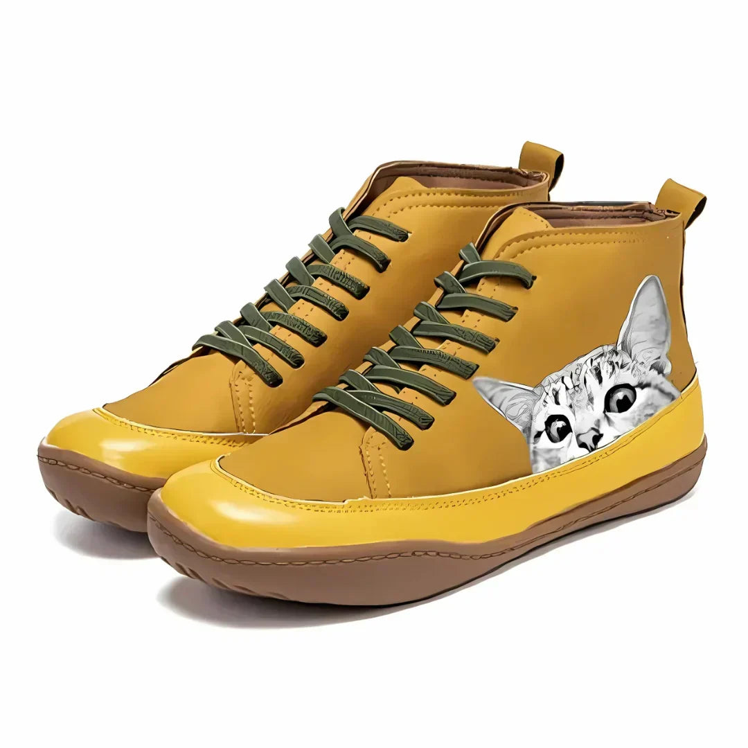 Fenna - Bottines en Cuir Pour Les Amoureux Des Chats