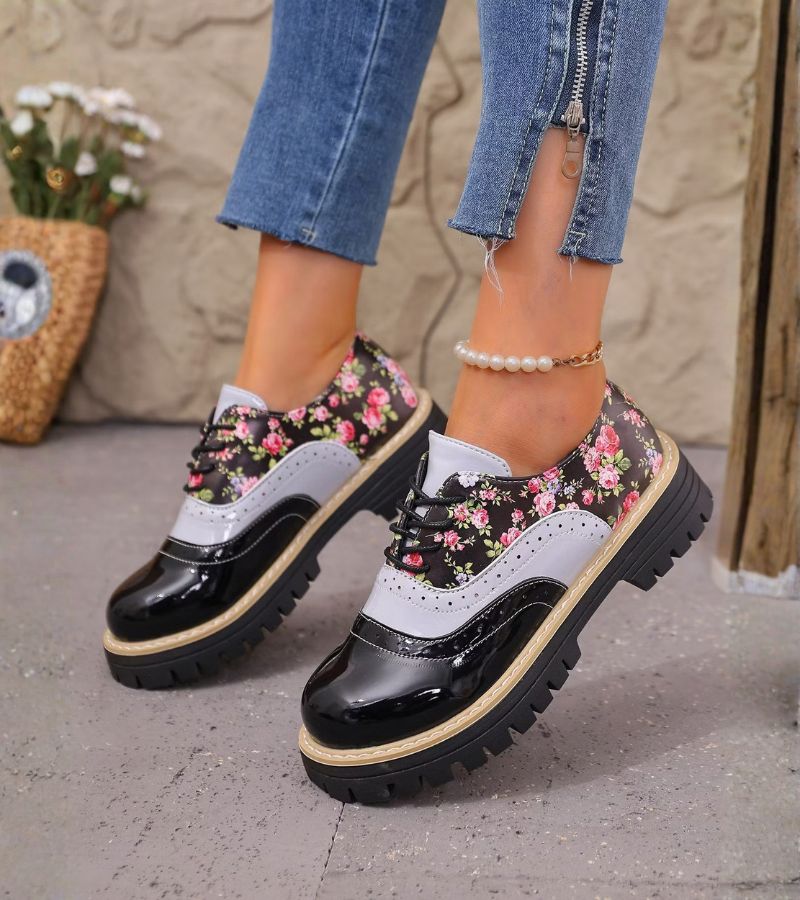 Kiela - Chaussures Oxford À Motif Floral Et Semelle À Crampons Épais