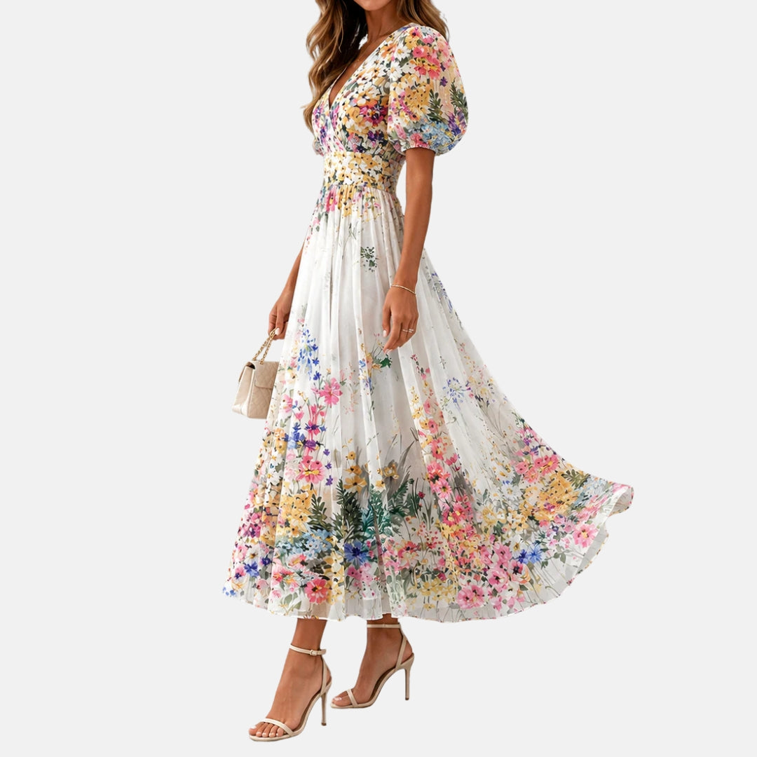 Kirina - Robe Midi Portefeuille à Imprimé Floral