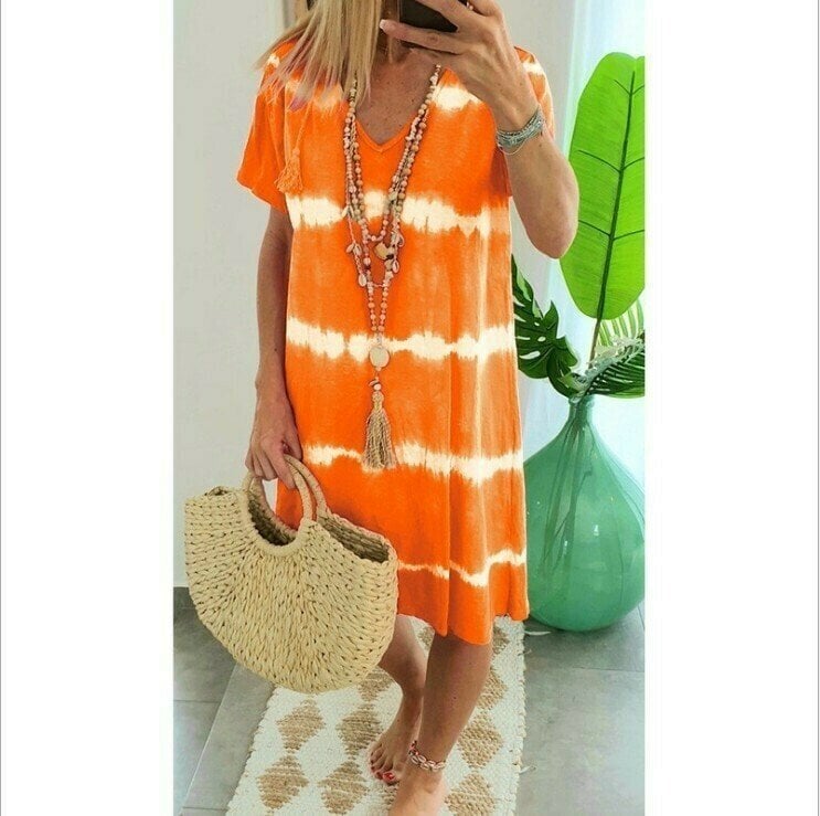 Karlaa - Robe Ample D'été À Rayures en Batik