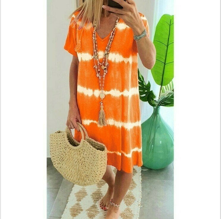 Karlaa - Robe Ample D'été À Rayures en Batik