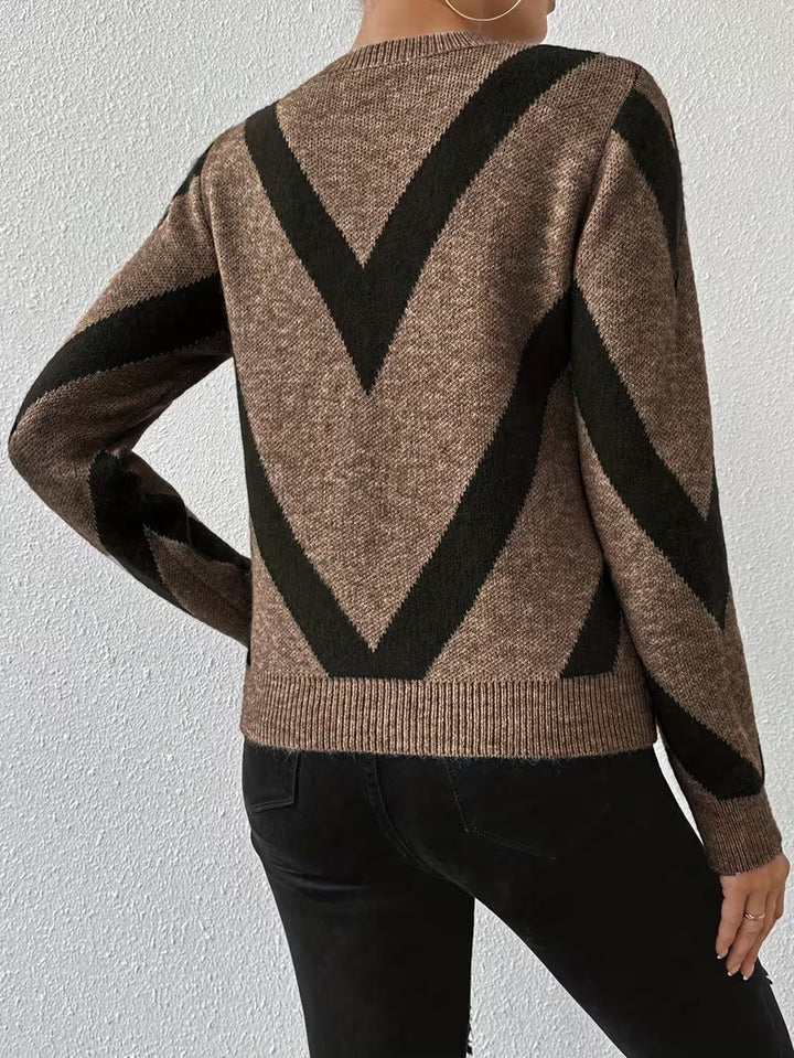Minaza - Pull À Col Rond Et Motifs Géométriques