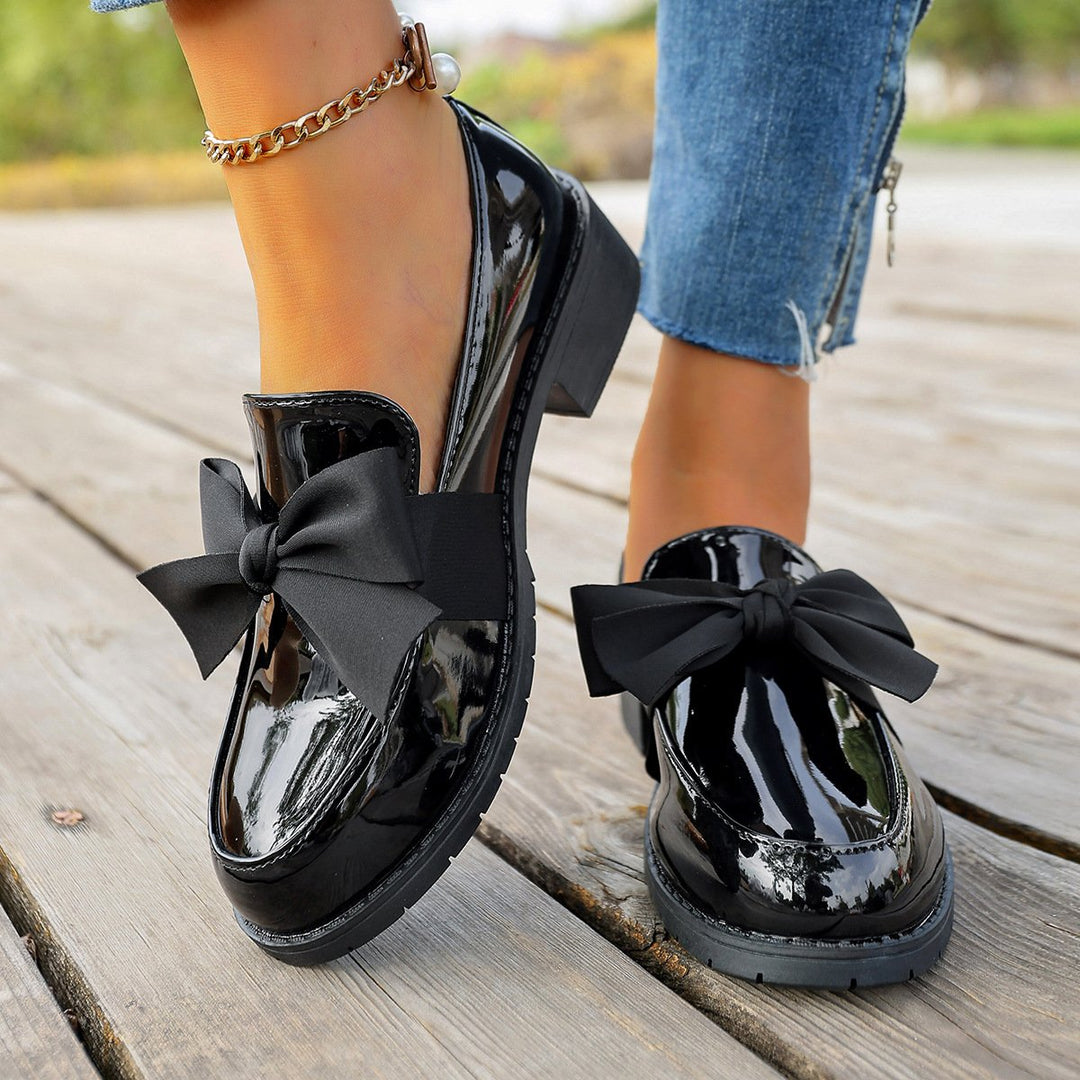 Ziena - Mocassins en Cuir Verni Ornés D'un Nœud