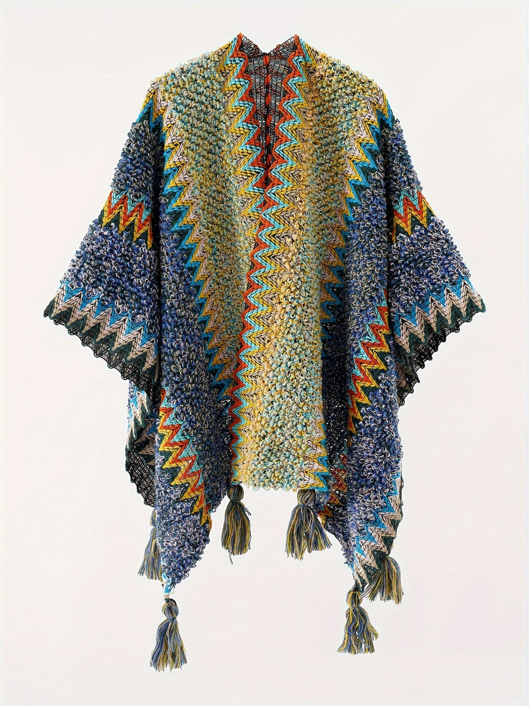 Briana - Cape Couverture À Franges Et Rayures Veste De Voyage