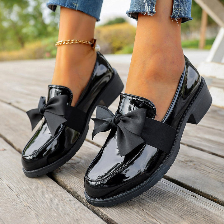 Ziena - Mocassins en Cuir Verni Ornés D'un Nœud