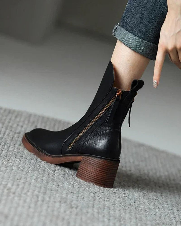 Pernelle - Bottes en Cuir À Talon Carré