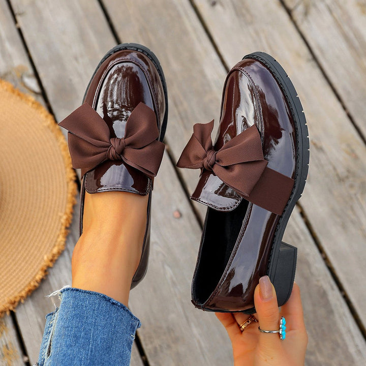 Ziena - Mocassins en Cuir Verni Ornés D'un Nœud