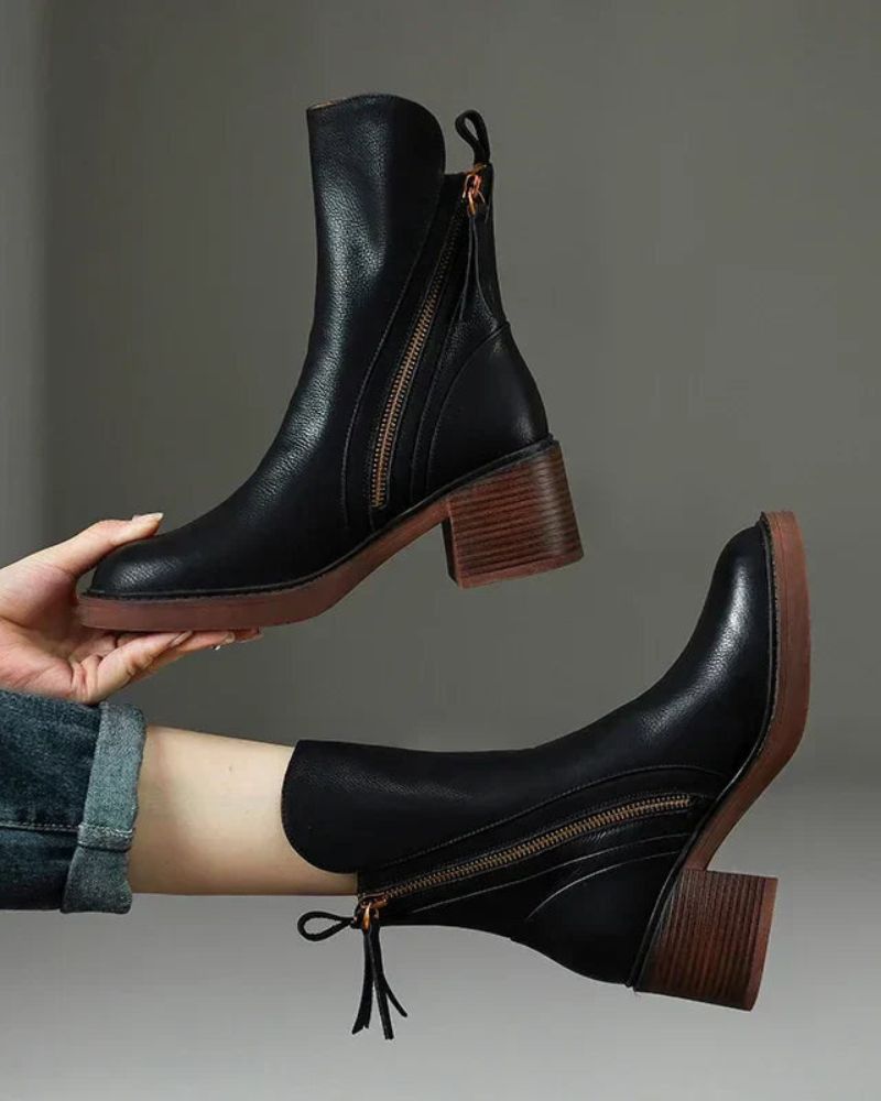Pernelle - Bottes en Cuir À Talon Carré