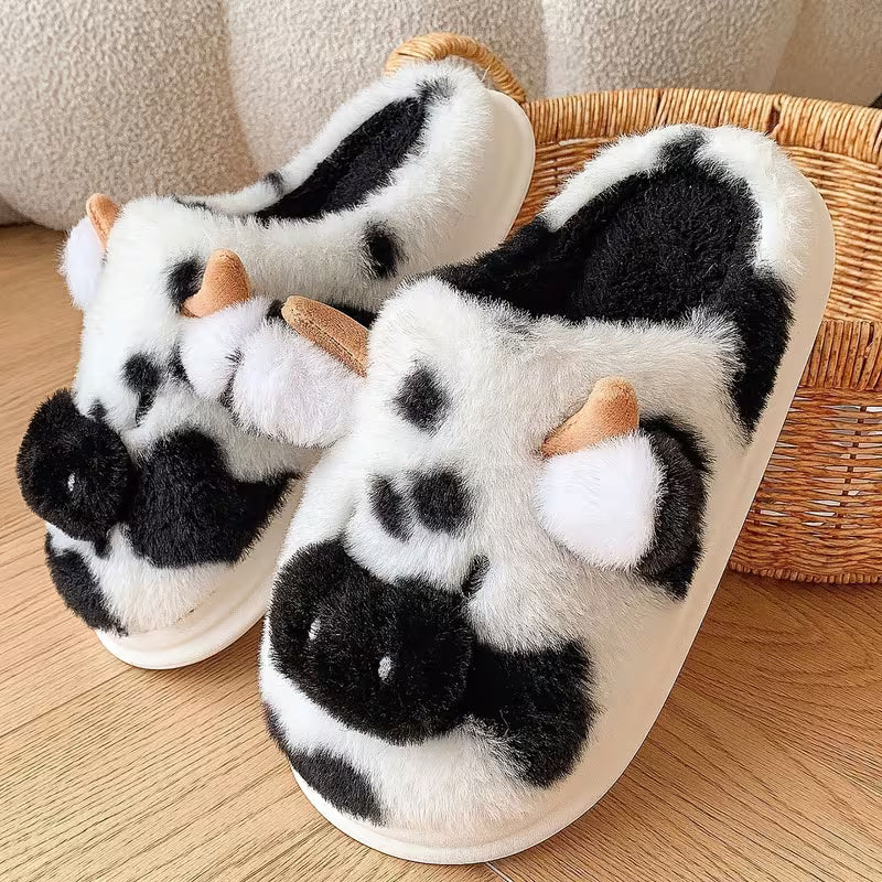 Faliza - Chaussons D'intérieur en Peluche À Motif « Vache Tachetée »