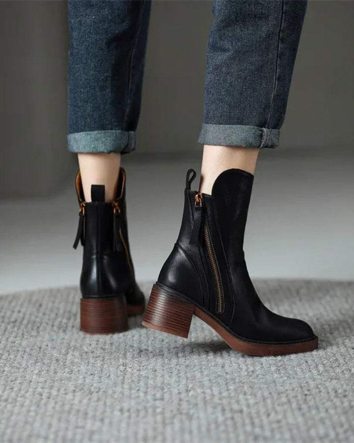 Pernelle - Bottes en Cuir À Talon Carré