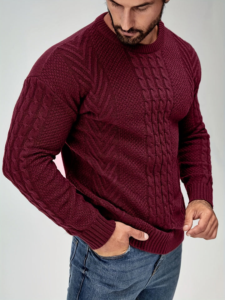 Eiduks - Pull Classique à col Rond et Motif Torsadé