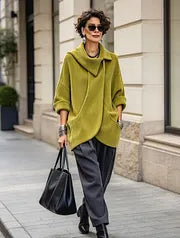 Lenneke - Veste Oversize à Col Asymétrique et Poches Asymétriques