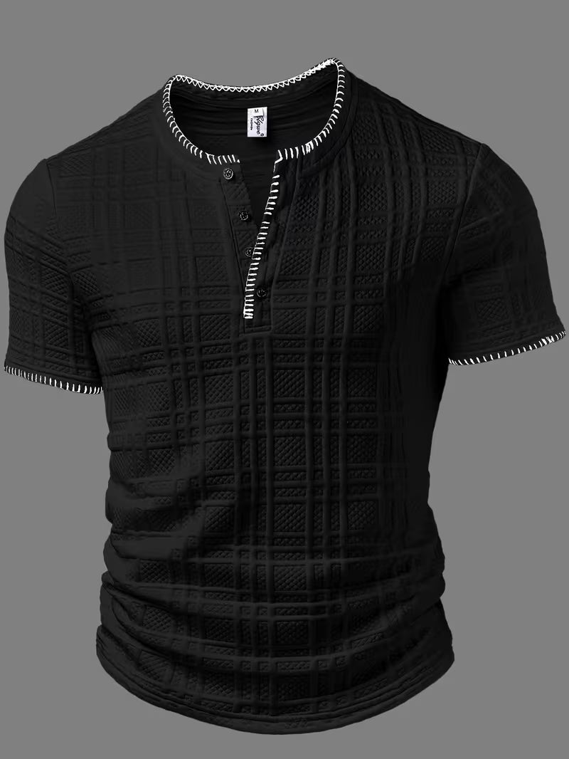 Layton - T-chemise Henley à Manches Courtes Texturé