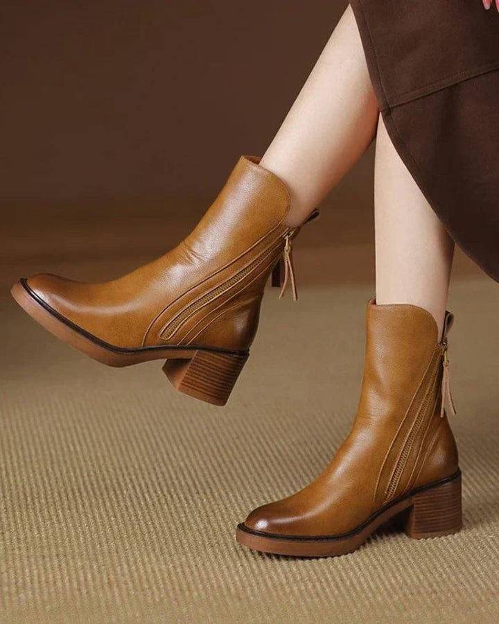 Pernelle - Bottes en Cuir À Talon Carré