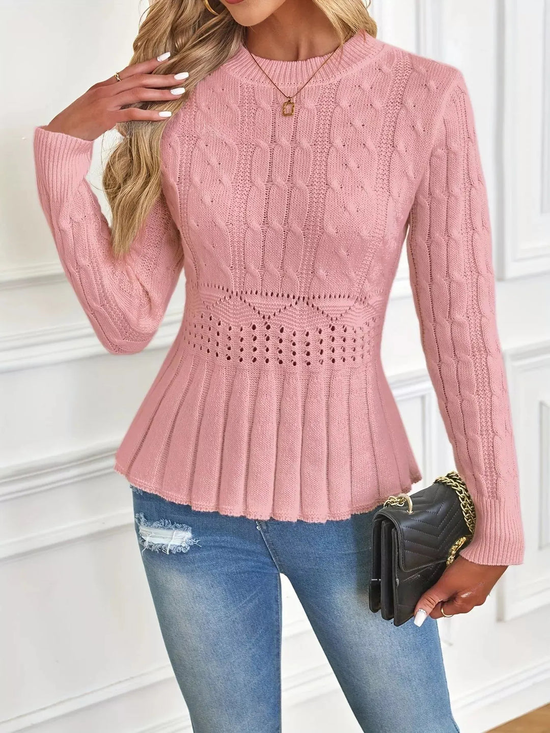 Bellie - Pull À Col Rond en Maille Épaisse