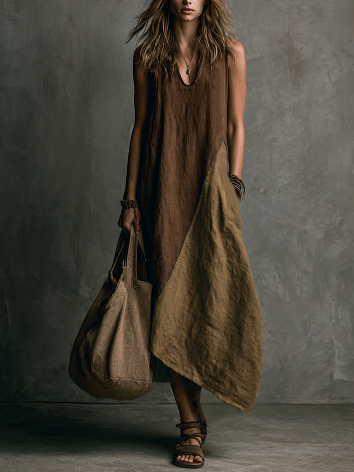 Tylissa - Robe Longue Asymétrique en Patchwork