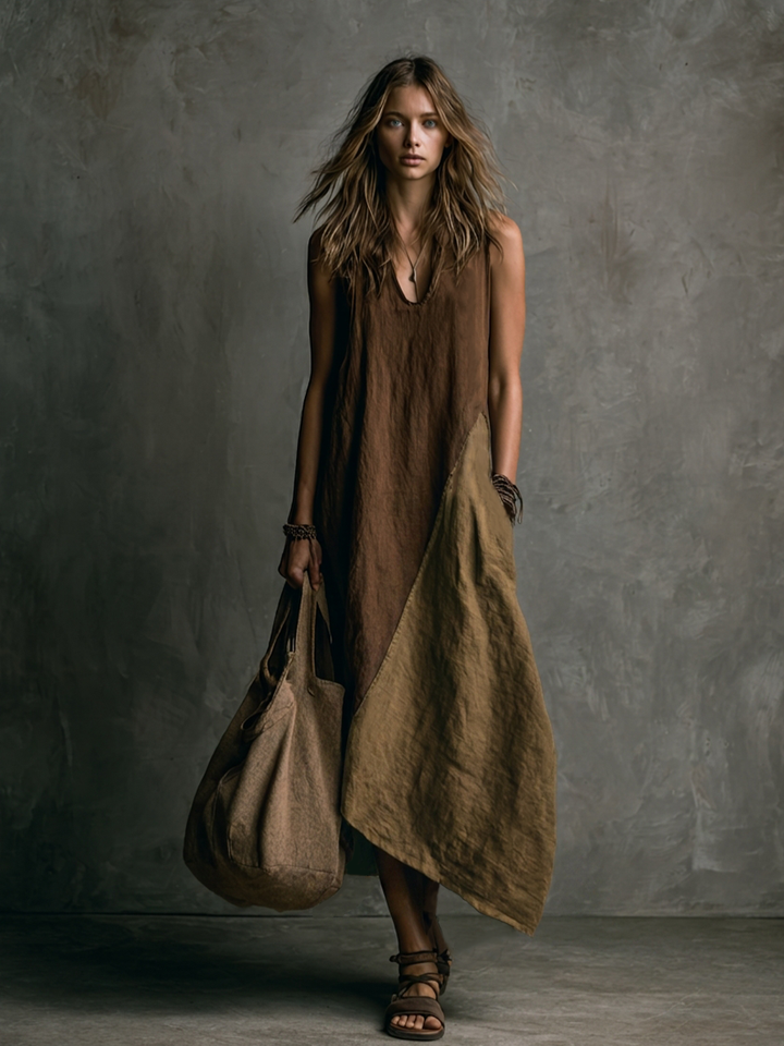 Tylissa - Robe Longue Asymétrique en Patchwork