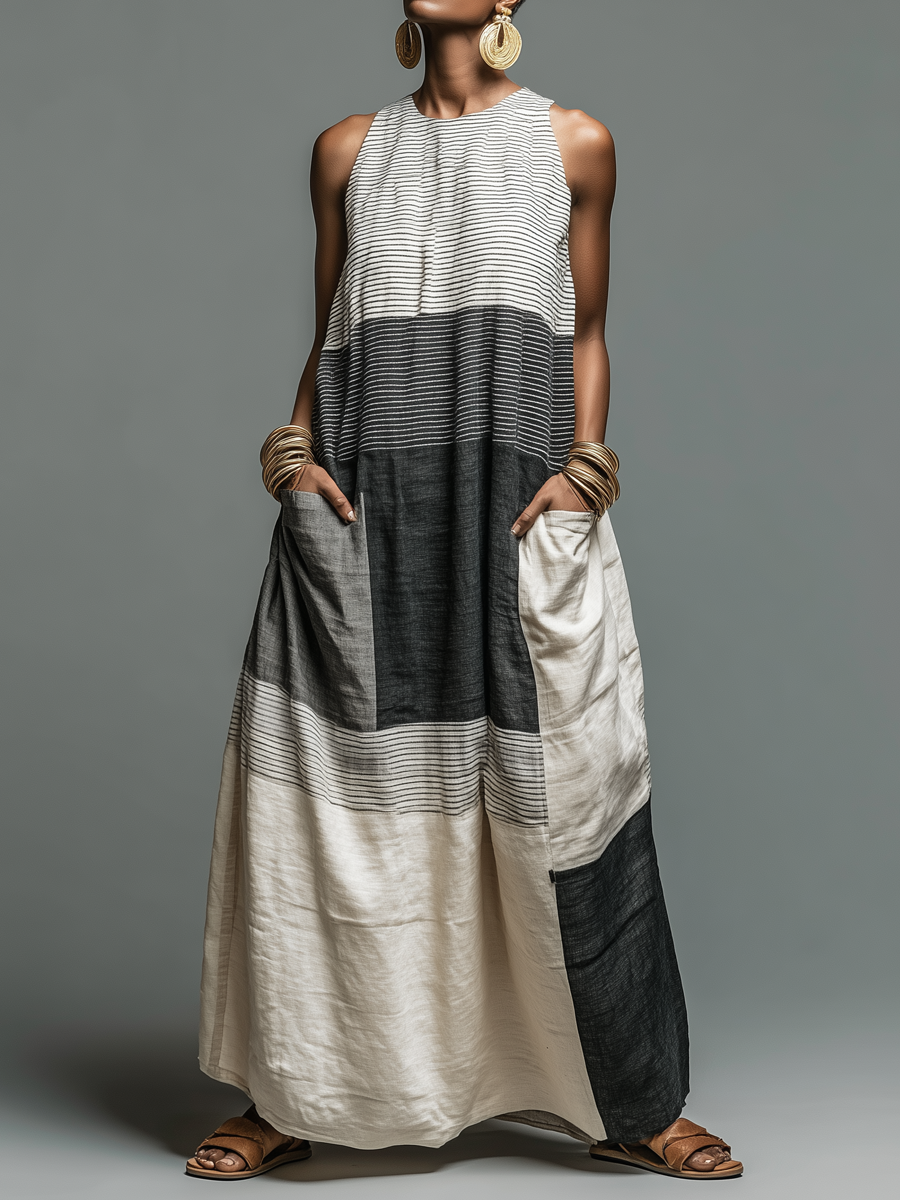 Jynnie - Robe Longue Rayée Sans Manches
