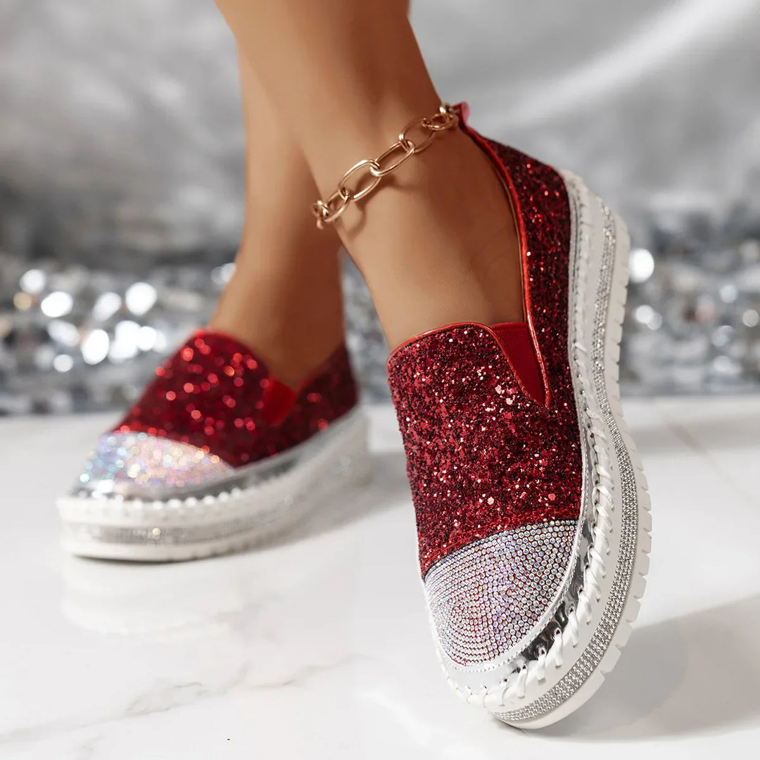 Lizka - Mocassins à Semelle Compensée Avec Paillettes et Strass