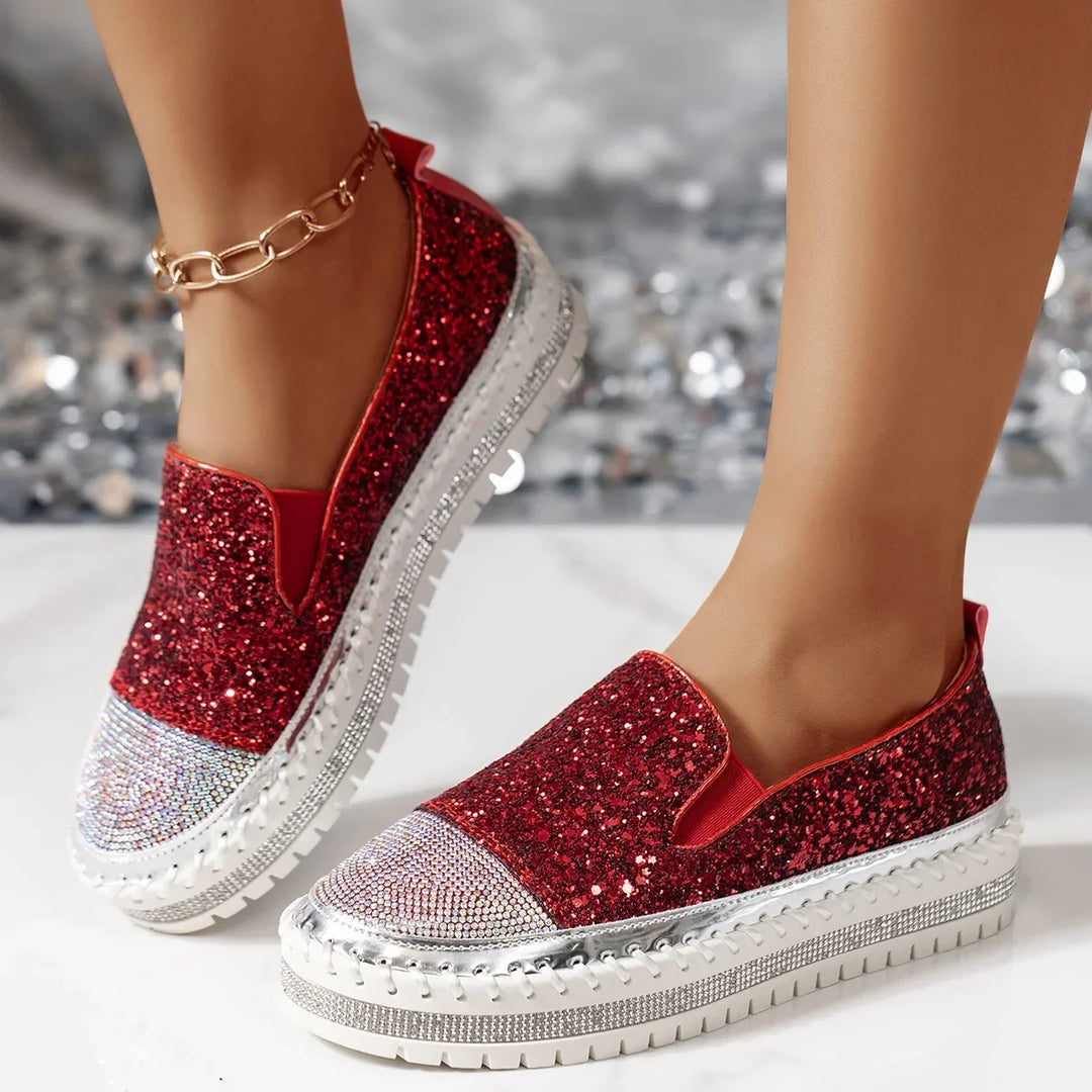 Lizka - Mocassins à Semelle Compensée Avec Paillettes et Strass