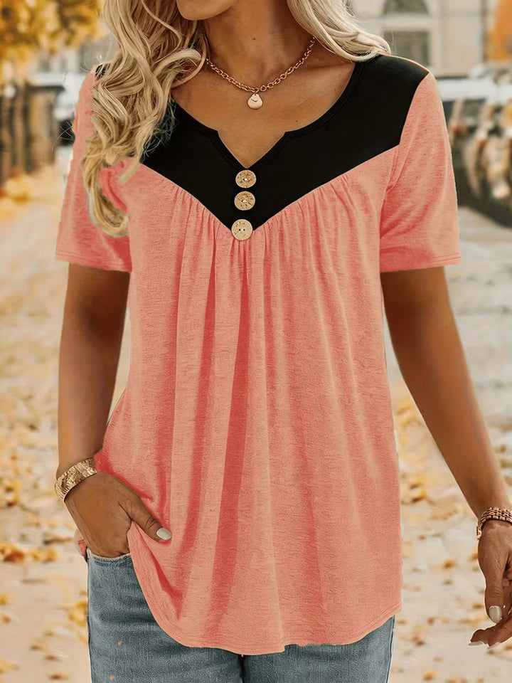 Kaielle - T-shirt À Manches Courtes Avec Bouton