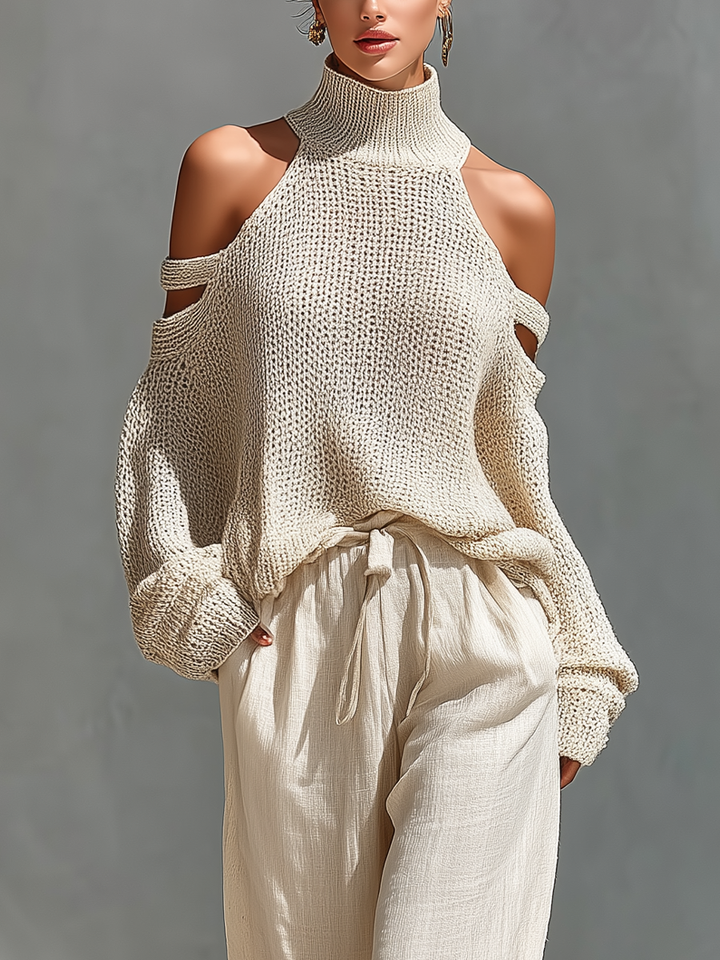 Elyzia - Ensemble Composé d'un Haut En Maille et d'un Pantalon Large