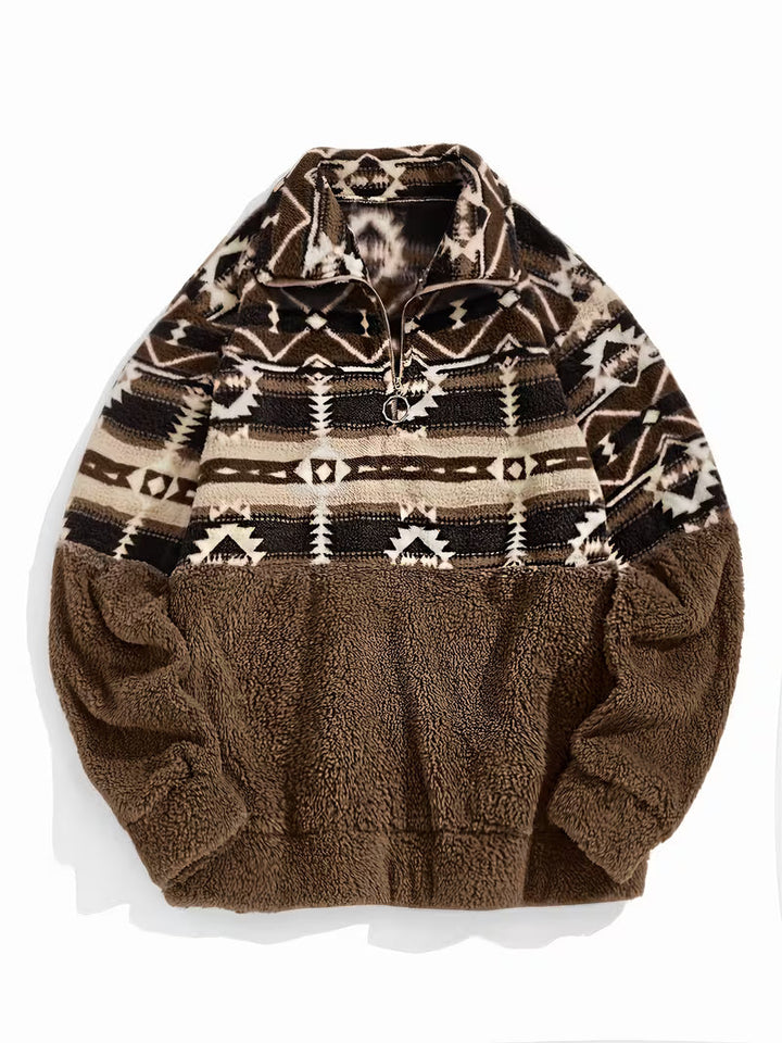 Limina - Sweat-Shirt Teddy À Demi-Zip Et Motif Géométrique