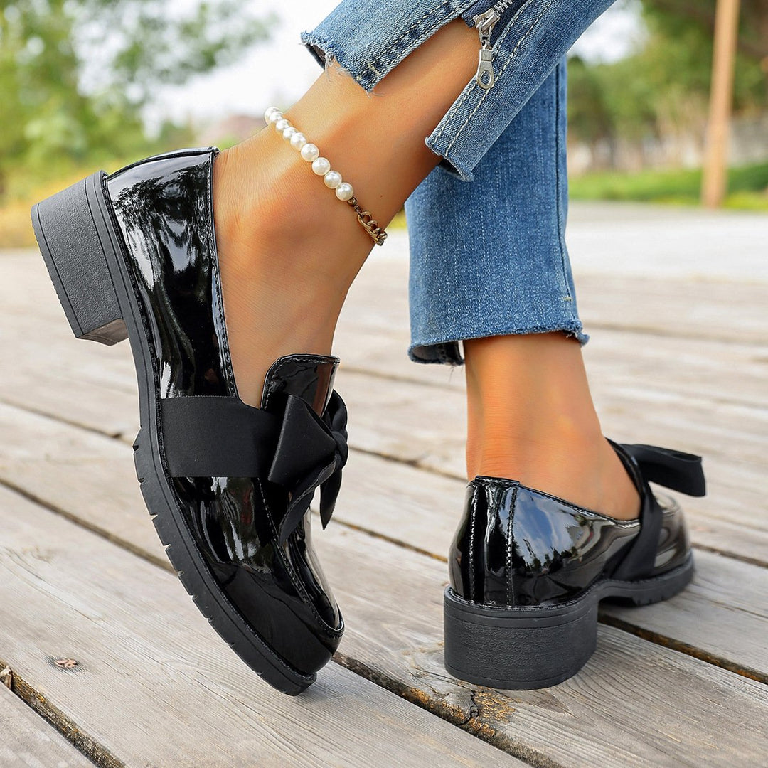 Ziena - Mocassins en Cuir Verni Ornés D'un Nœud
