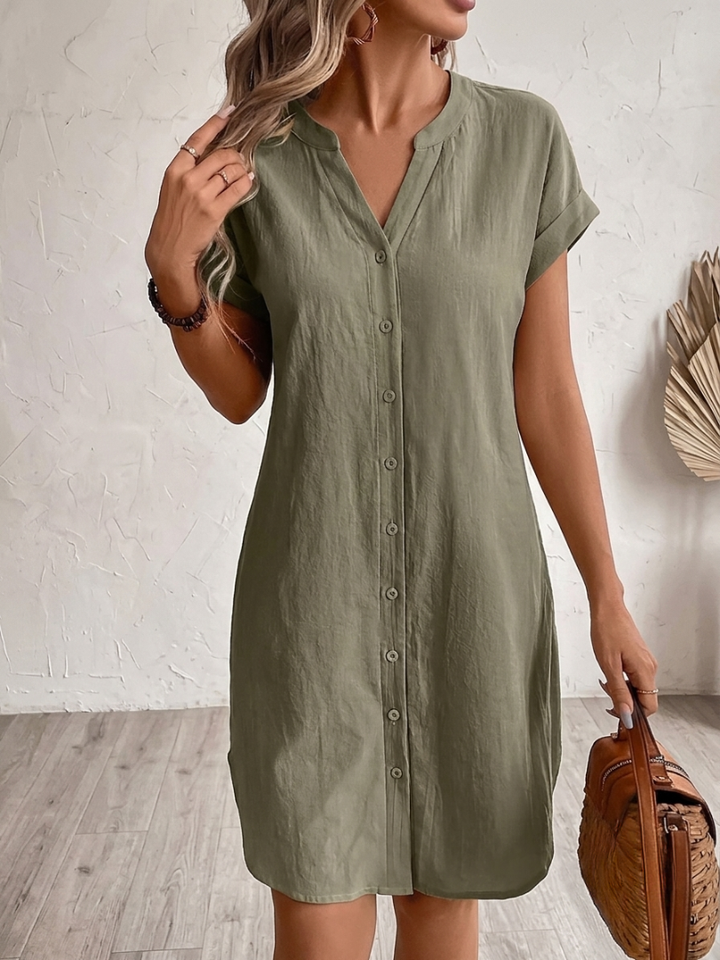 Khalela - Robe Chemisier Confortable en Lin