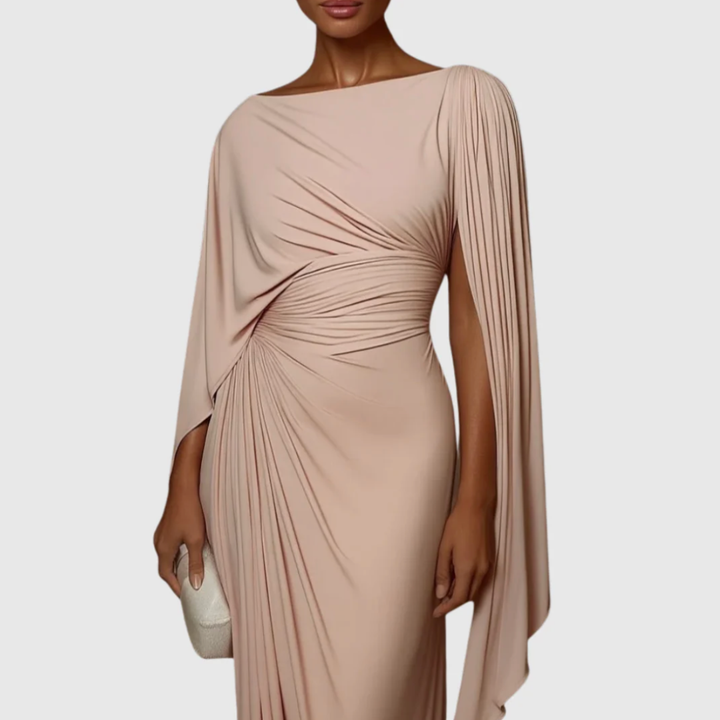 Mirona - Robe Longue Plissée Avec Cape