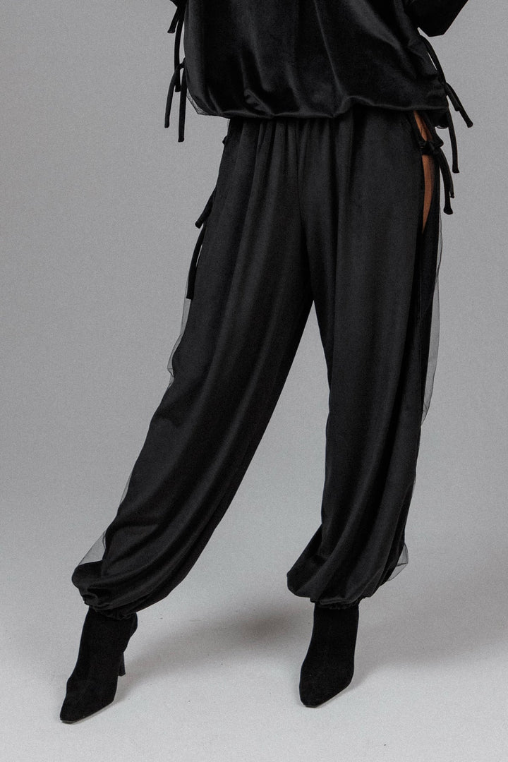 Yuphin - Pantalon Ballon en Satin À Fente Latérale